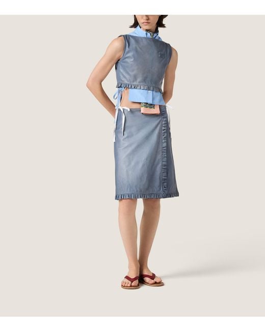 Miu Miu Blue Nappa Leather Cropped Top
