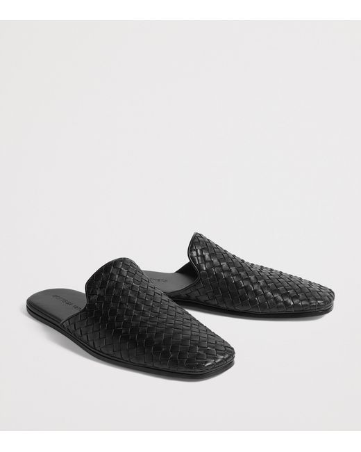 Bottega Veneta Black Leather Palazzo Slippers for men