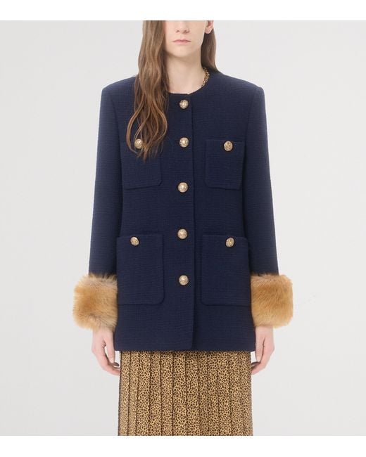 Valentino Blue Virgin Wool Peacoat