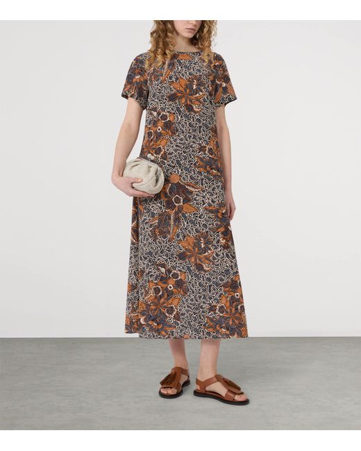 Weekend by Maxmara Natural Silk Floral Print Midi Dress