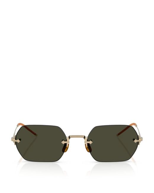 Oliver Peoples Green Titanium Tk-13 Rectangle Sunglasses