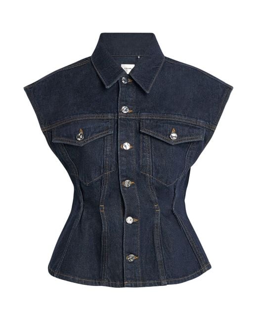 FRAME Blue Denim The Nipped Vest