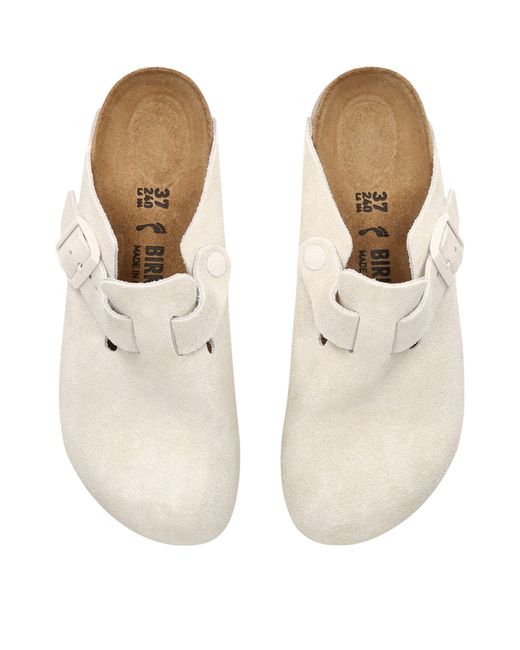 Birkenstock White Suede Boston Sandals