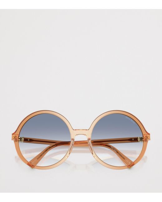 Miu Miu Blue Acetate Oversized Round Sunglasses