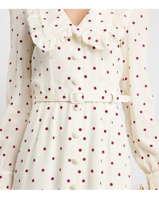 Alessandra Rich White Silk Printed Midi Dress
