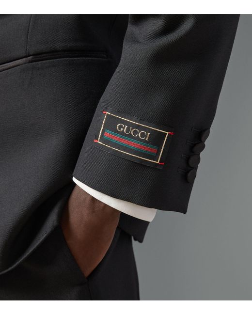 Gucci Black Wool Velvet-lapels Blazer for men