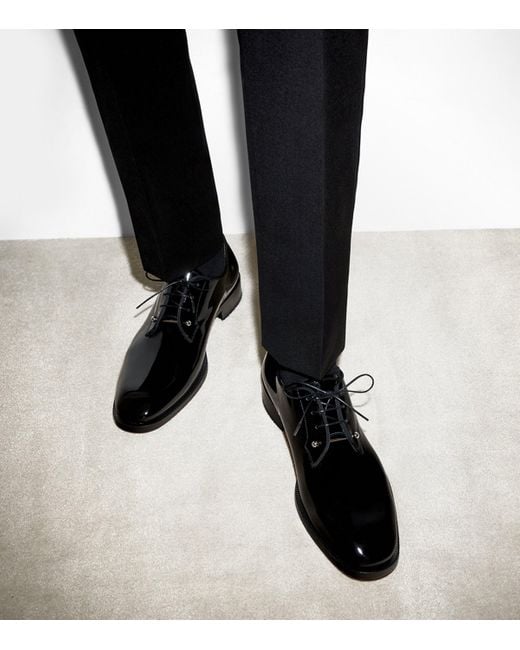 Christian Louboutin Black Chambeliss Patent Calfskin Oxford Shoes for men