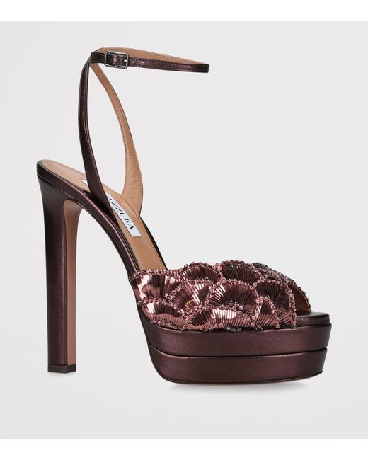Aquazzura Brown Leather Ce Soir Heeled Sandals 130