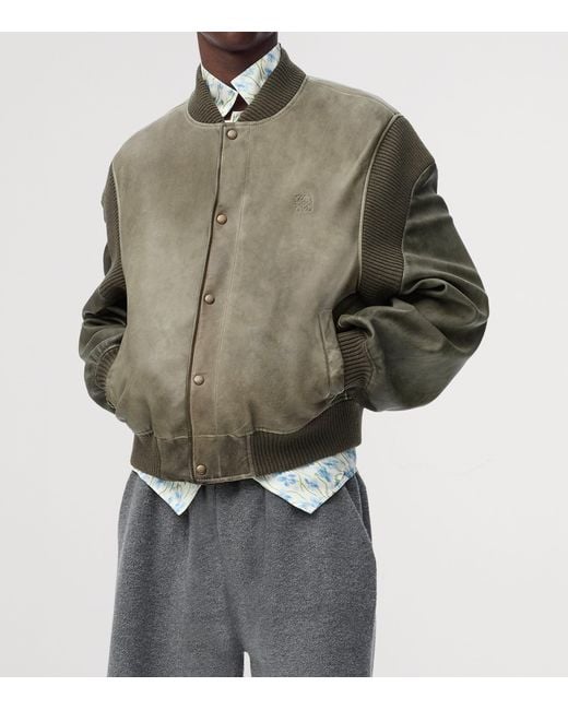 Loewe Green Nappa Leather Bomber Jacket for men