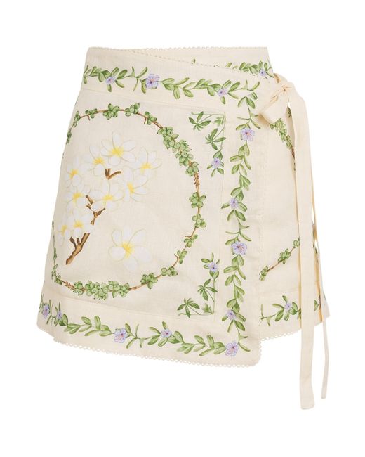 Agua Bendita Metallic Linen Luna Mini Wrap Skirt