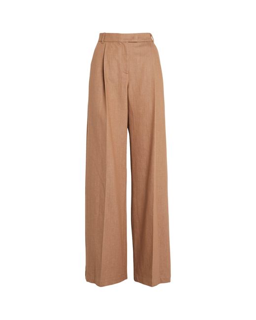 MAX&Co. Brown Cotton Wide-leg Trousers