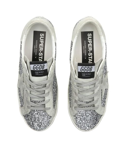 Golden Goose Deluxe Brand White Glitter Super-Star Sneakers