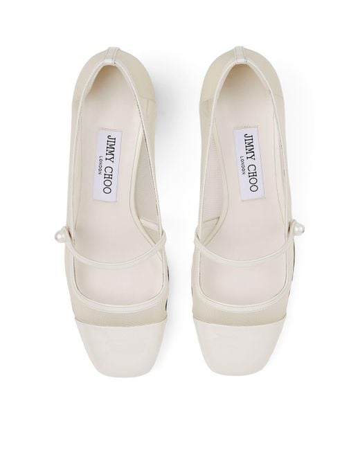 Jimmy Choo Natural Elisa 45 Leather Mary Jane Heeled Pumps