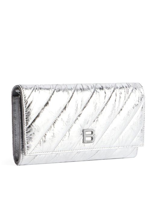 Balenciaga White Leather Crush Chain Wallet