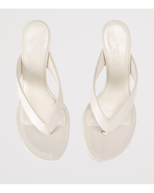 Le Monde Beryl White Leather Micro Wedge Sandals 40