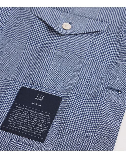 Dunhill Blue Wool-Silk Check Cavendish Blazer for men