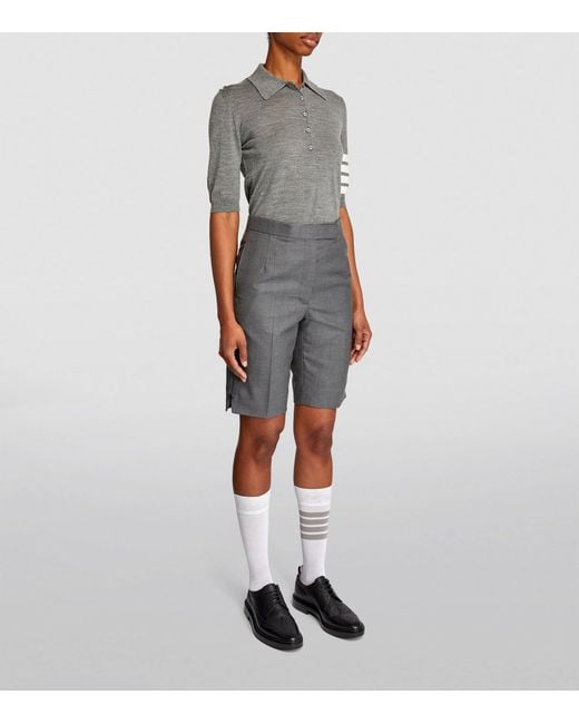 Thom Browne Gray 4-Bar Polo Shirt