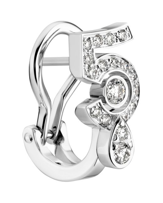Chanel White And Diamond N˚5 Single Clip-On Earring