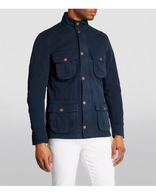 Barbour Blue Waxed Cotton Corbridge Jacket for men