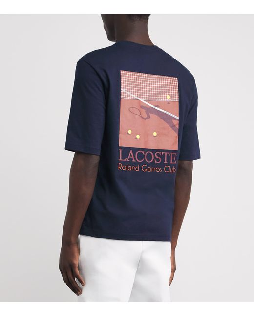 Lacoste Blue X Roland-Garros Cotton Logo T-Shirt for men