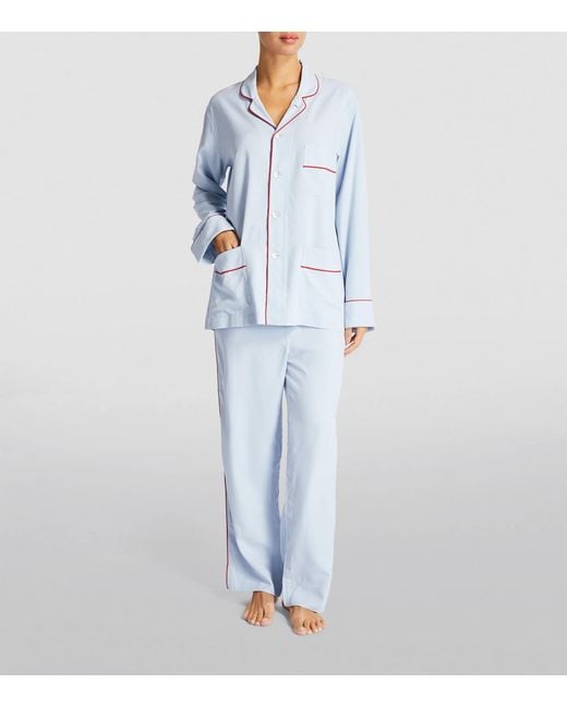 Olivia Von Halle Blue Silk Laurent Pyjama Set