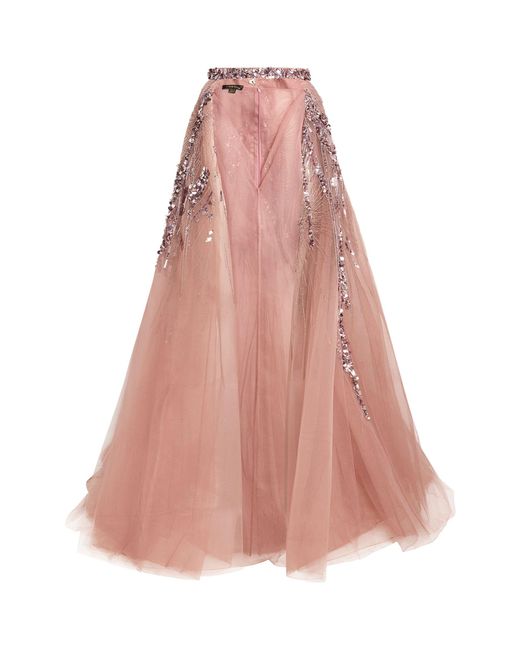 Zuhair Murad Pink Embellished Miami Palm Tree Overskirt
