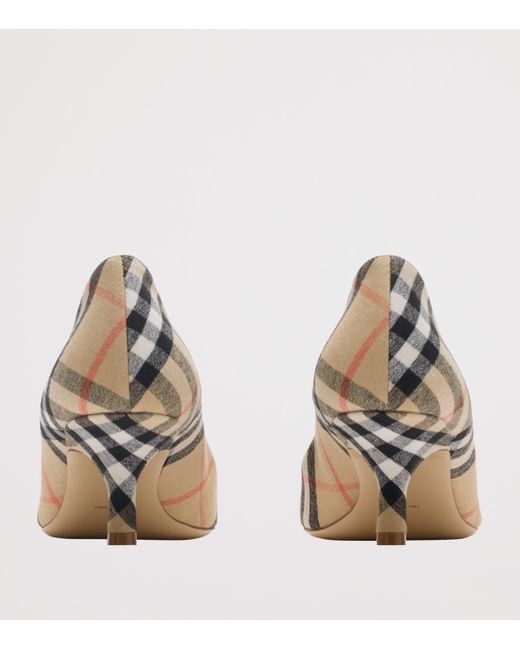 Burberry Metallic Linen Check Dame Pumps 55