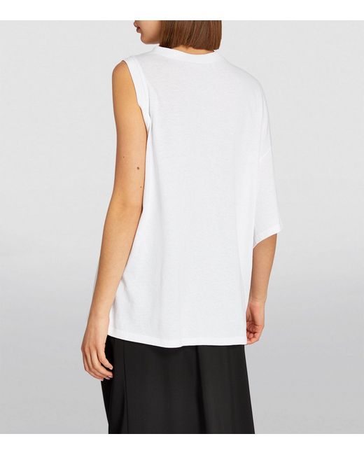 A.W.A.K.E. MODE White Asymmetric One-sleeve T-shirt