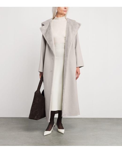 Yves Salomon Gray Hooded Mink Fur-Trim Coat