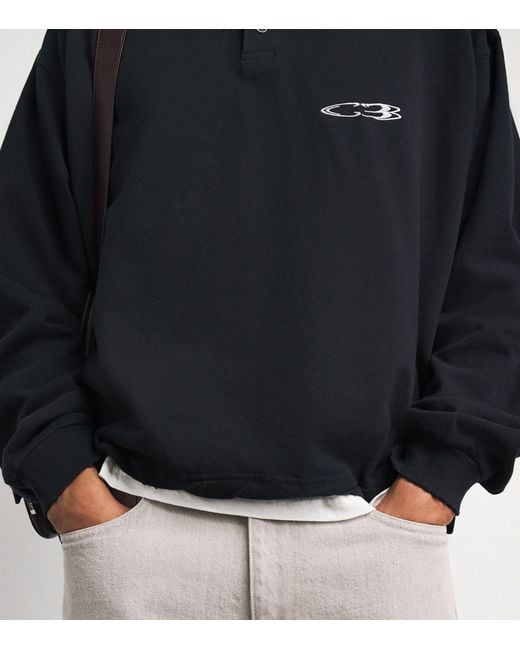 Cole Buxton Black Cotton Distressed Surf Polo Shirt for men