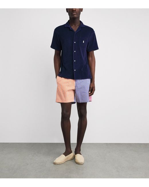 Polo Ralph Lauren Red Seersucker Check Traveller Swim Shorts for men