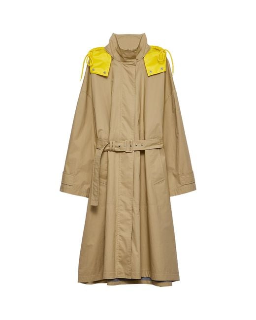 Prada Natural Cotton Belted Trench Coat
