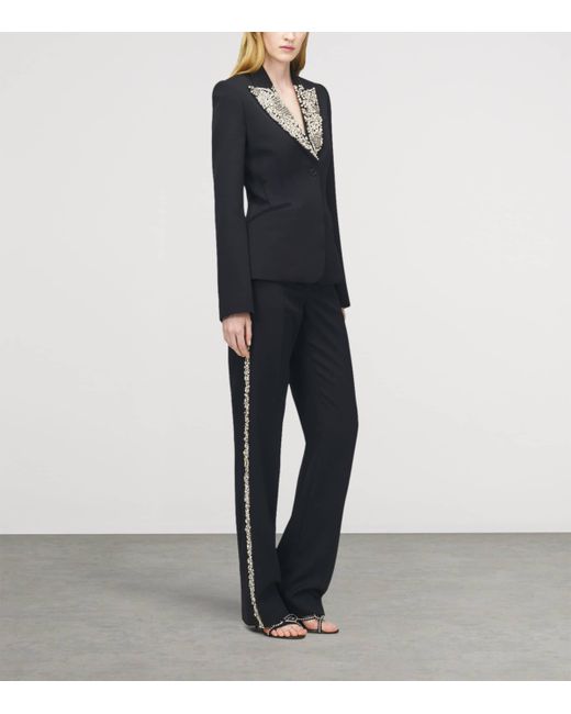 Alexander McQueen Black Wool Embellished Single-Breasted Jacket