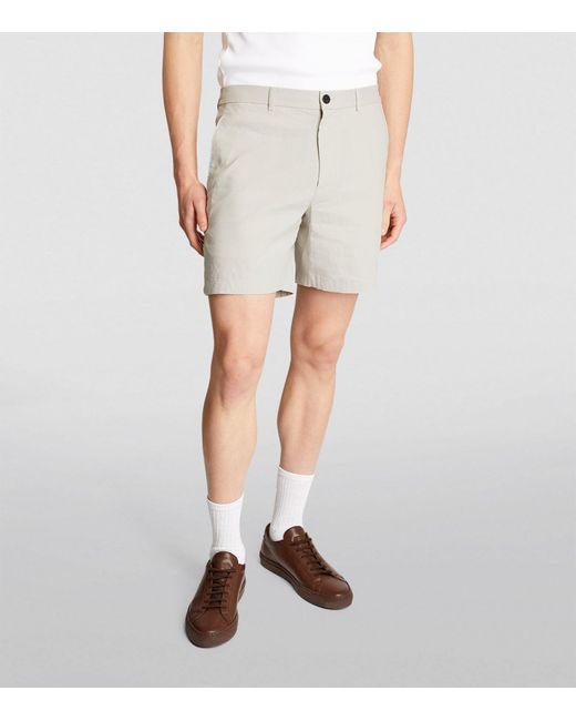 Theory Gray Linen-blend Shorts for men