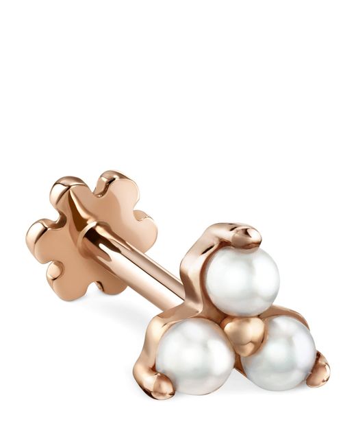 Maria Tash Multicolor Pearl Trinity Threaded Stud Earring