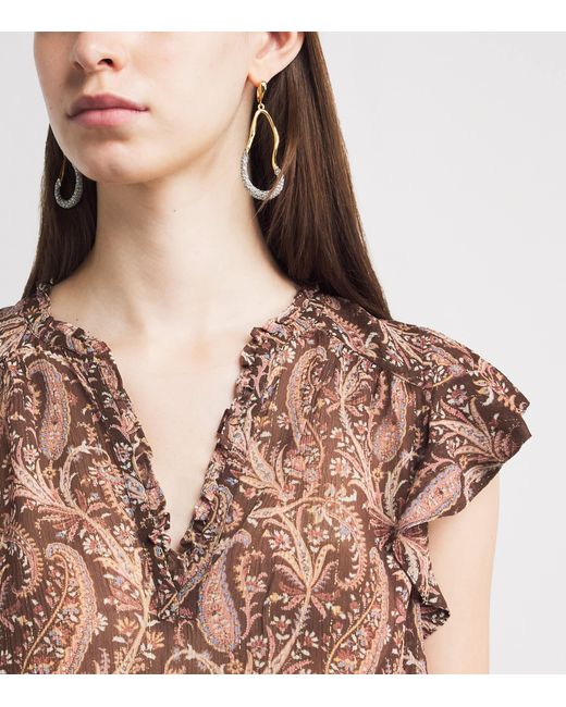 PAIGE Brown Silk Cornelia Blouse
