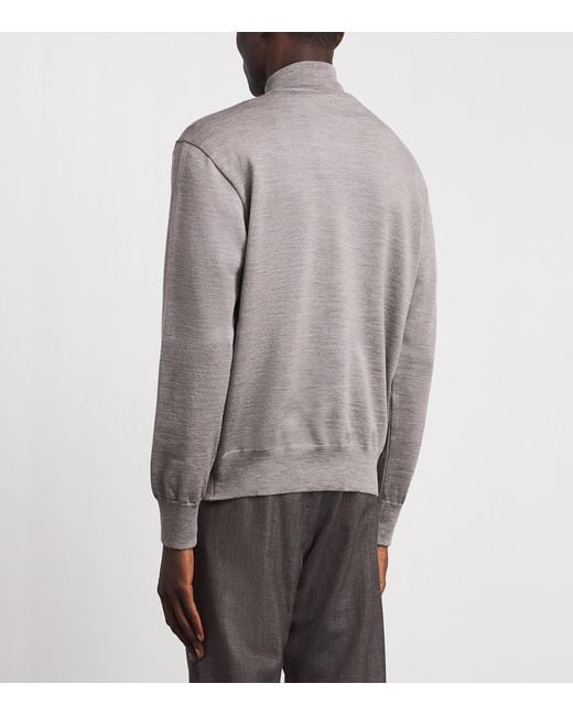 Paul & Shark Gray Virgin Wool Quarter-Zip Sweater for men