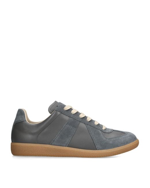 Maison Margiela Gray Leather-Suede Replica Sneakers for men