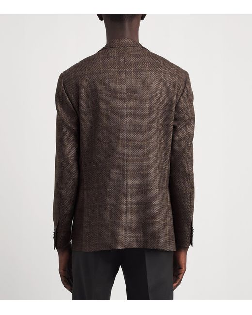 Corneliani Brown Virgin Wool Mouliné Check Blazer for men