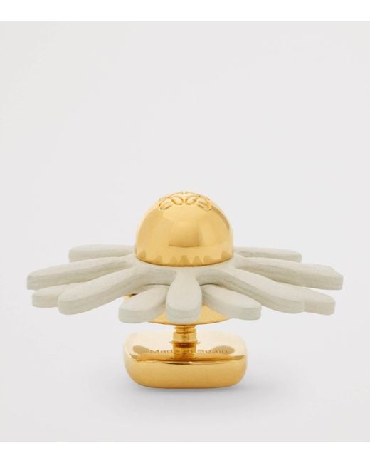 Loewe White X Paula's Ibiza Leather-Trim Flower Pin