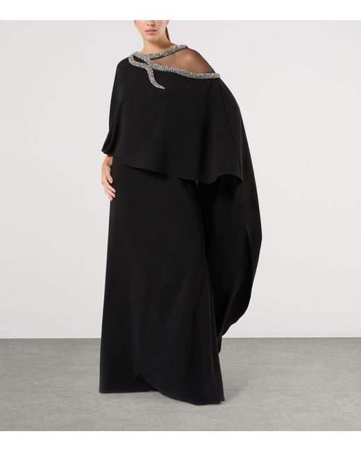 Marina Rinaldi Black X Tony Ward Embellished-Neck Maxi Dress