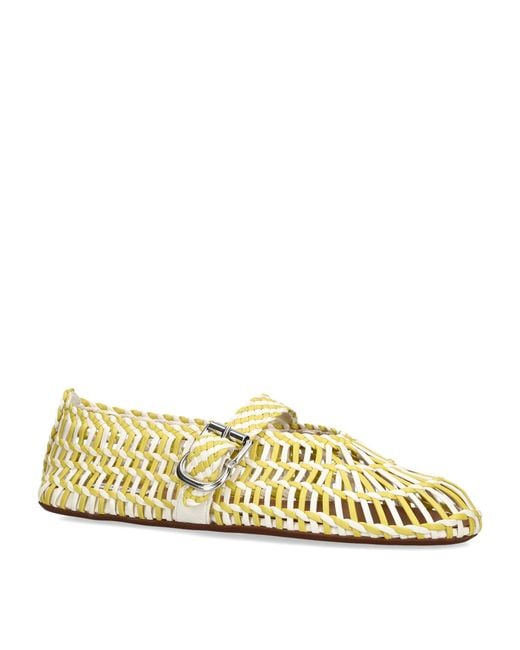 Alaïa Metallic Leather Braided Ballerina Flats