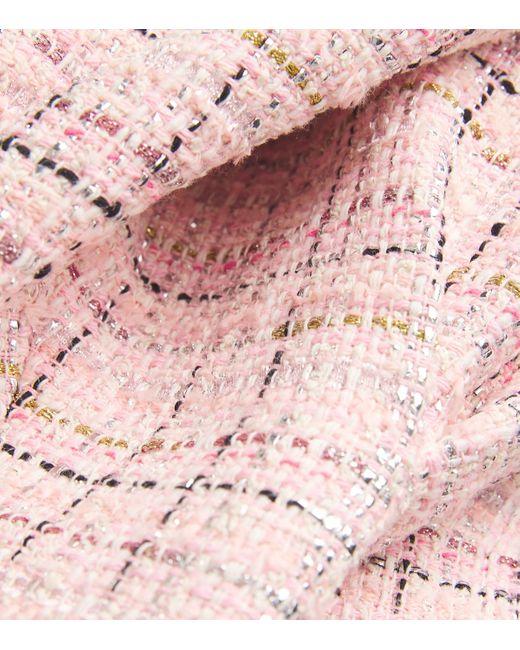 Maje Pink Tweed Frayed Mini Dress