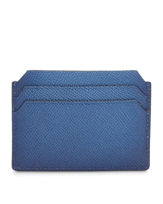 Santoni Blue Leather Card Holder for men