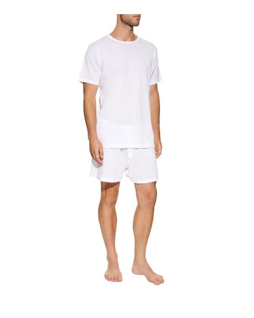 Sunspel White Cellular Cotton T-Shirt for men