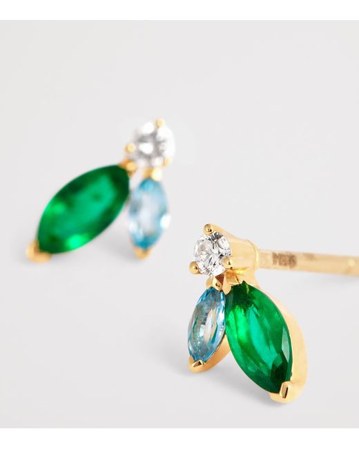 Emily P. Wheeler Green Mini, Diamond, Emerald And Topaz Pollack Earrings