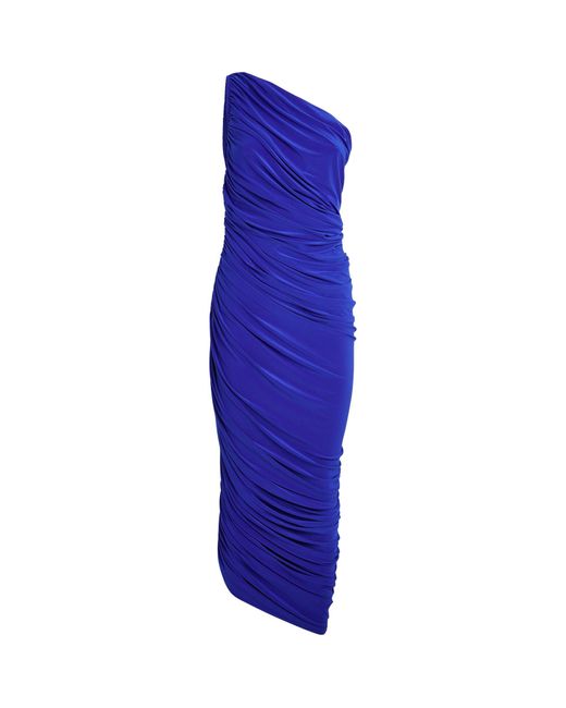 Norma Kamali Blue One-shoulder Diana Maxi Dress