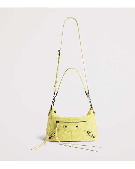 Balenciaga Yellow Mini Lambskin Le City Moto Shoulder Bag