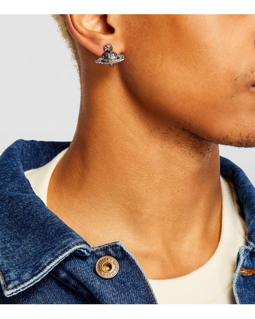 Vivienne Westwood Metallic Diamante Heart Single Stud Earring for men