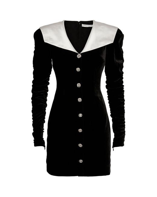 Alessandra Rich Embellished Velvet Mini Dress in Black | Lyst